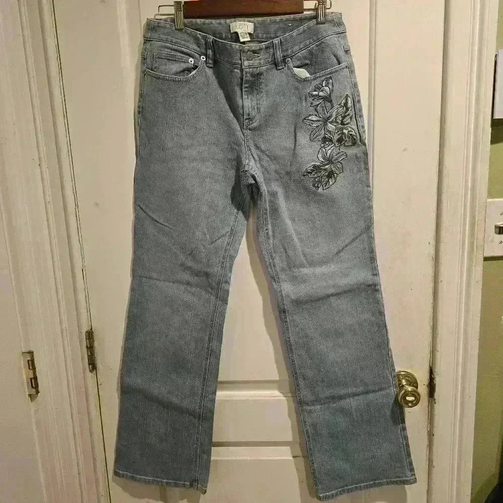 P7022Aloft light wash floral embroidery boot cut size 6 - Picture 2 of 8